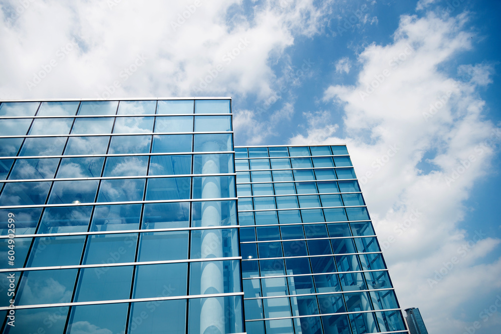 Part of modern business building against blue sky Part of modern business building against blue sky