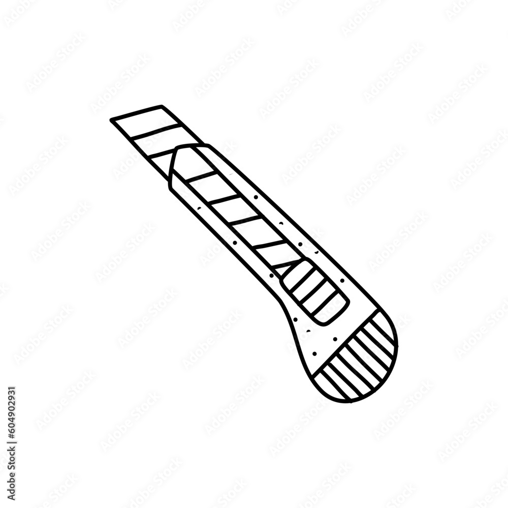 Doodle of cutter icon in vector. Hand drawn paper cutter icon in vector. Isolated doodle cutter illustration in vector