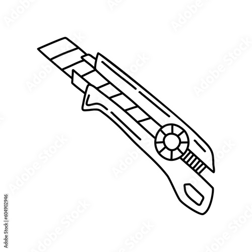 Doodle of cutter icon in vector. Hand drawn paper cutter icon in vector. Isolated doodle cutter illustration in vector