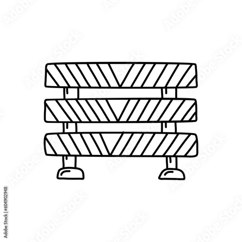 Road block doodle in icon vector. road barrier doodle icon outline.