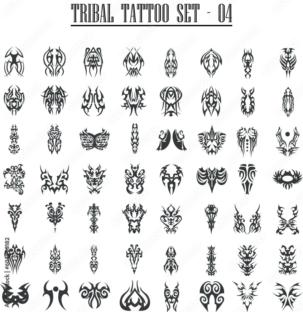 Tribal tattoo set Polynesian tattoo tribal pattern set vector  illustration  CanStock