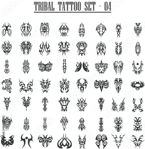 Tribal tattoo set vector, modern tattoo designs