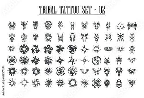 Tribal tattoo set vector, ornament tattoo designs