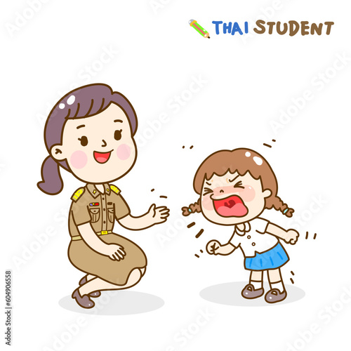 Cartoon Teacher and Angry kids vector.