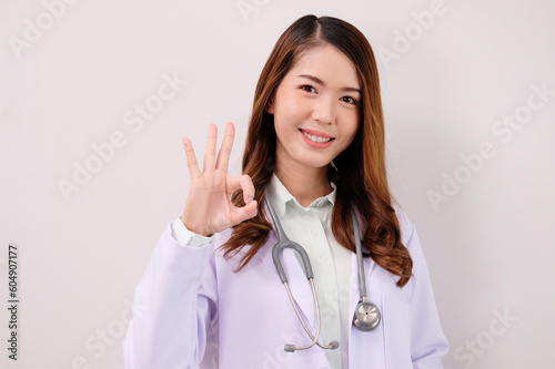 doctor asian woman smiling beautiful on white background.