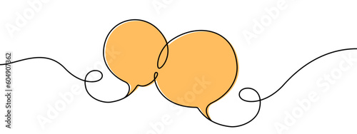 Two speech bubble one line style illustration
