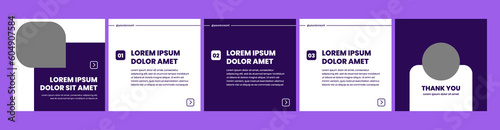 carousel or microblog template for social media posts. social media template with purple and white theme