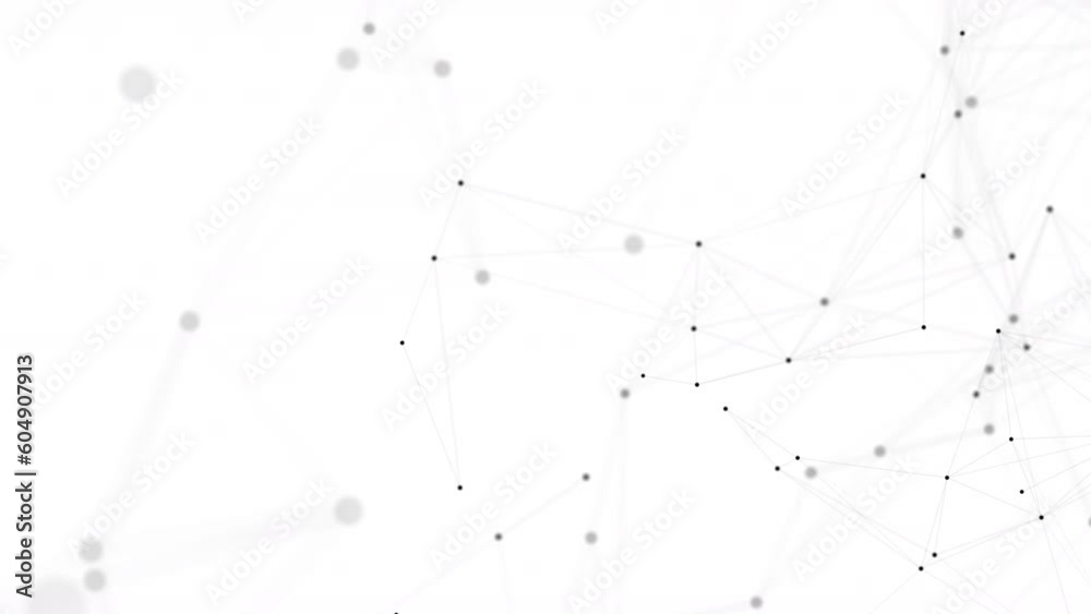 network structure. 3D digital data technology concept. Seamless Loop 4K with copy space white Background	