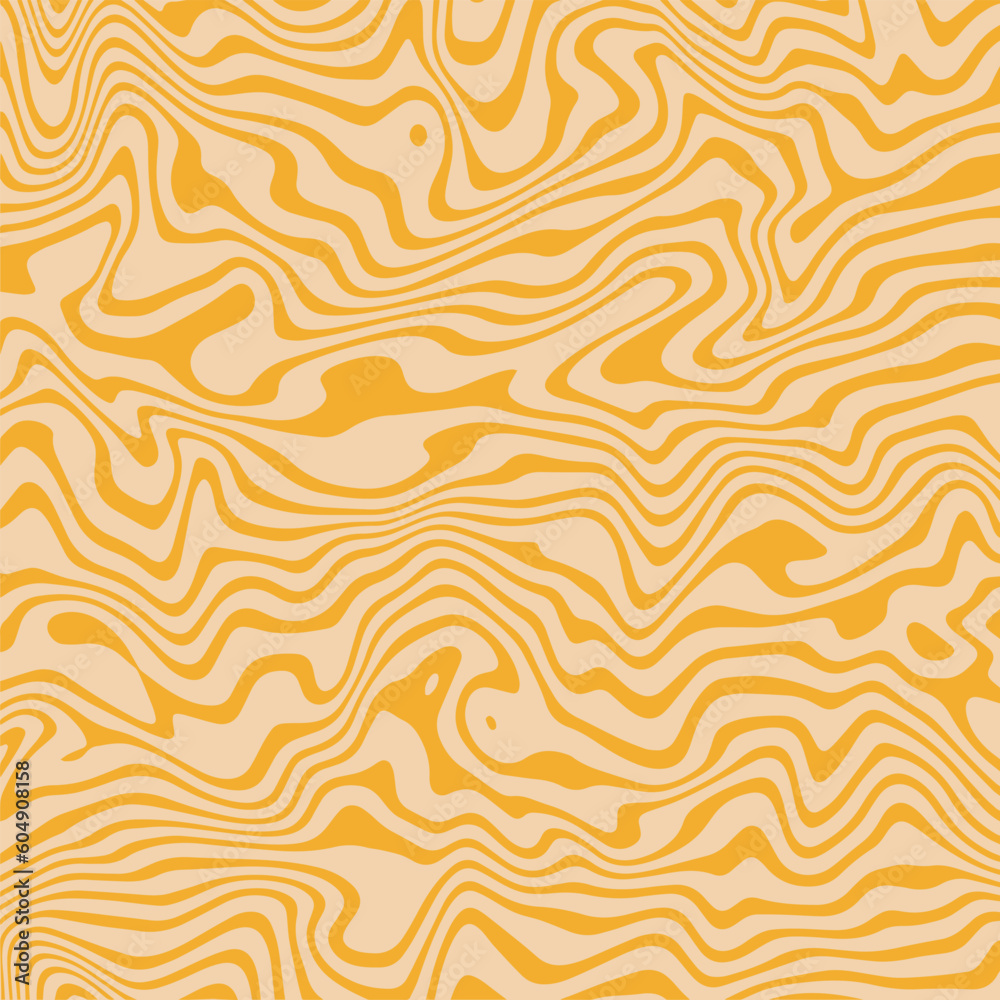 Abstract retro groovy background. Wavy swirl vector pattern. Vintage psychedelic social media post template. Trippy cover design, square poster in 60s-70s style. Pastel yellow liquid hippie texture Abstract retro groovy background. Wavy swirl vector pattern. Vintage psychedelic social media post template. Trippy cover design, square poster in 60s-70s style. Pastel yellow liquid hippie texture
