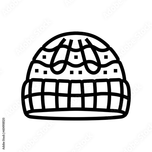 hat knitting wool line icon vector. hat knitting wool sign. isolated contour symbol black illustration