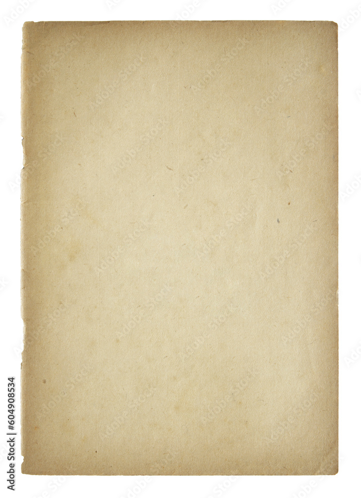 old paper sheet isolated with clipping path for mockup