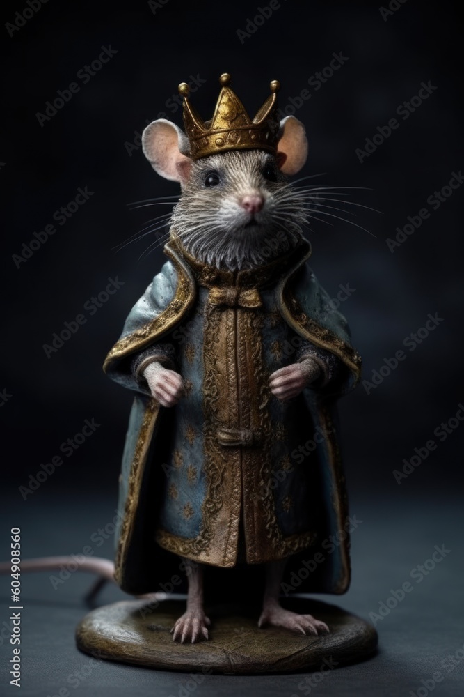 Illustration of a mouse military general dressed in vintage military uniform from 18th century. Generative Ai.	