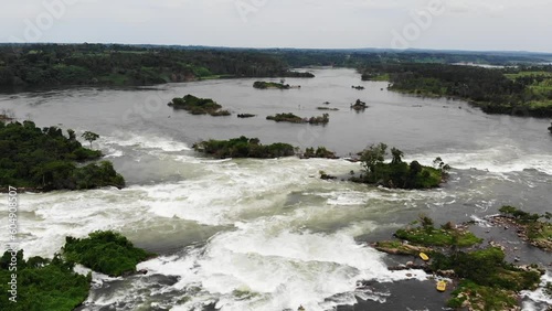 Aerial view of Itanda Fall near Jinja, Uganda where to do rafting