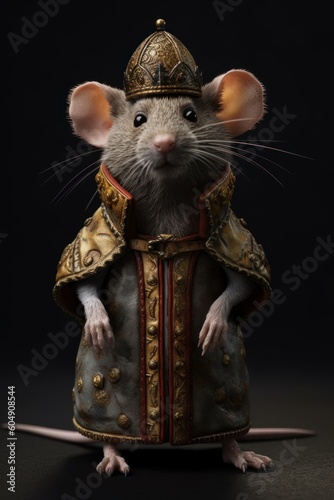 Illustration of a mouse military general dressed in vintage military uniform from 18th century. Generative Ai. 