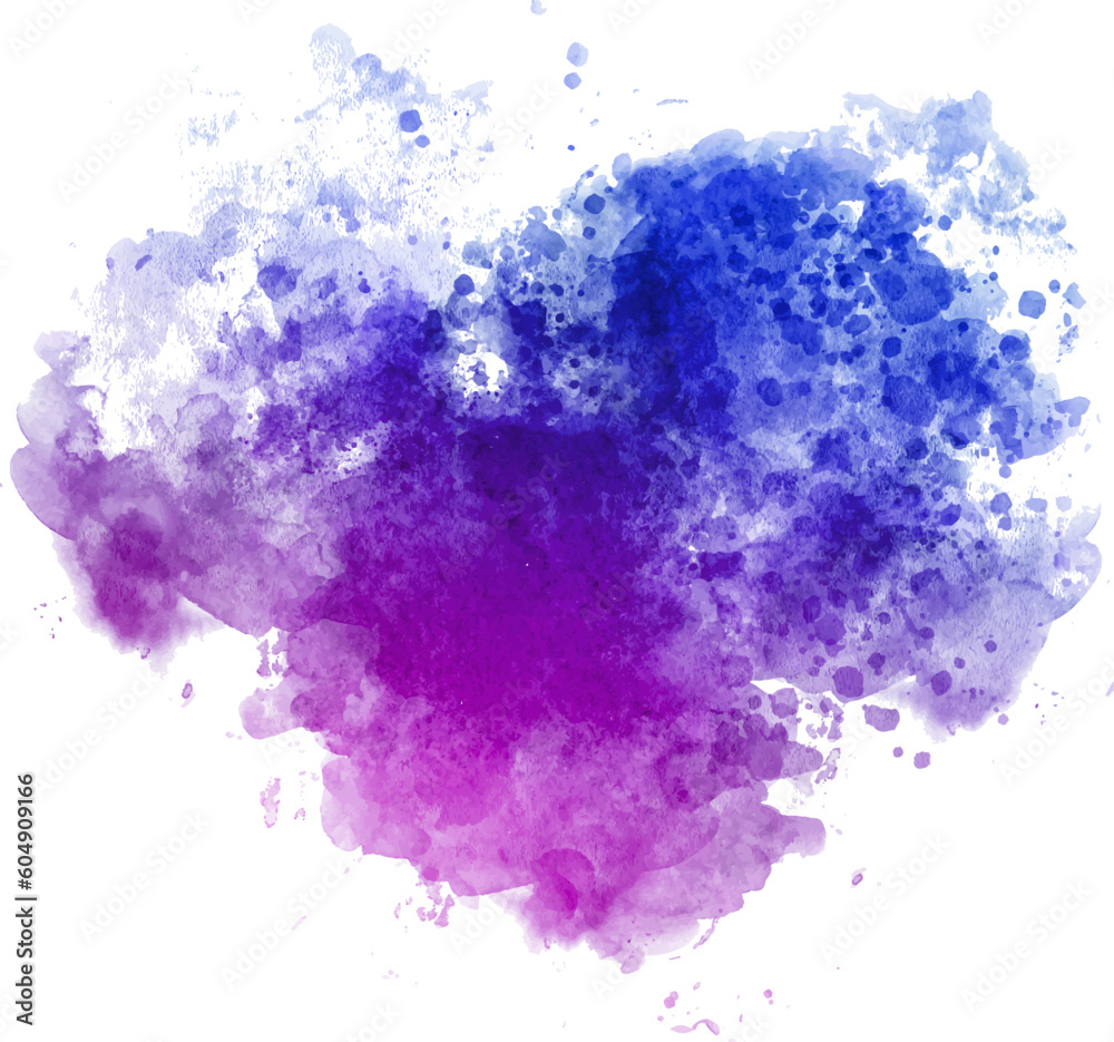 watercolor vector splash background for texts. blue and purple