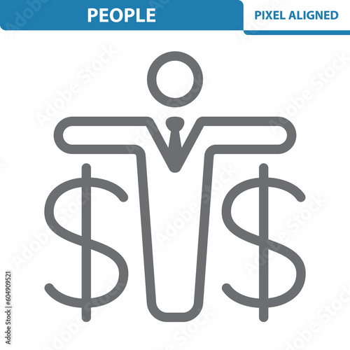Businessman Icon. Man, Investment, Investing, Dollar