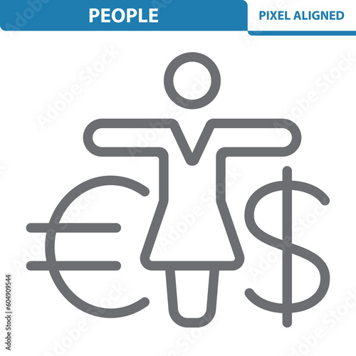 Businesswoman Icon. Woman, Investment, Investing, Dollar, Euro