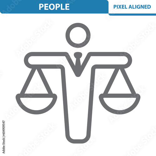 Justice Icon. Man, Jury, Career, Scales