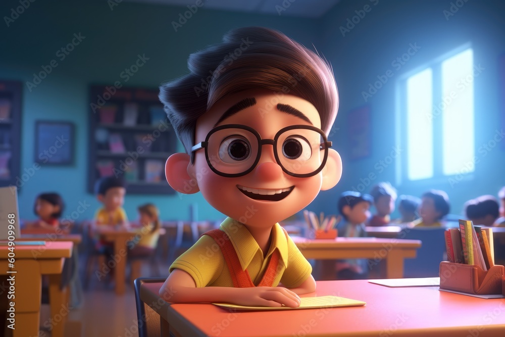 Illustrations of cartoonish Ethnic diverse young people inside a classroom - Kindergarten - Created with generative ai Technology Illustrations of cartoonish Ethnic diverse young people inside a classroom - Kindergarten - Created with generative ai Technology