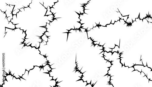 Background with cracks on the surface. Structure of black and white vector cracks.