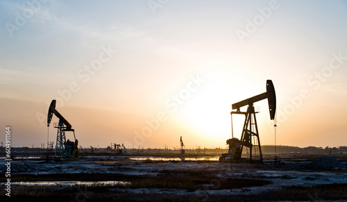 Foto The oilfield with pump units