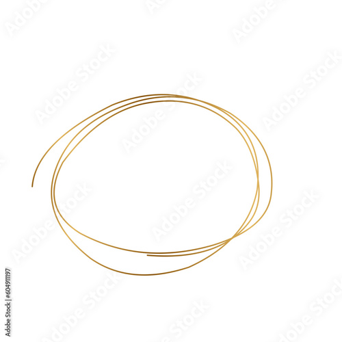 Gold circle line.scribble circle doodle