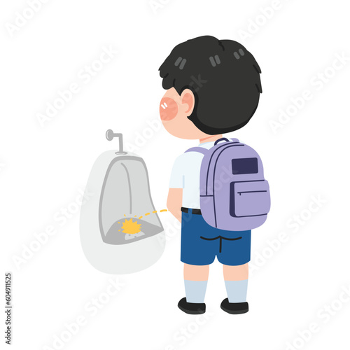 kid Urinating   in the toilet