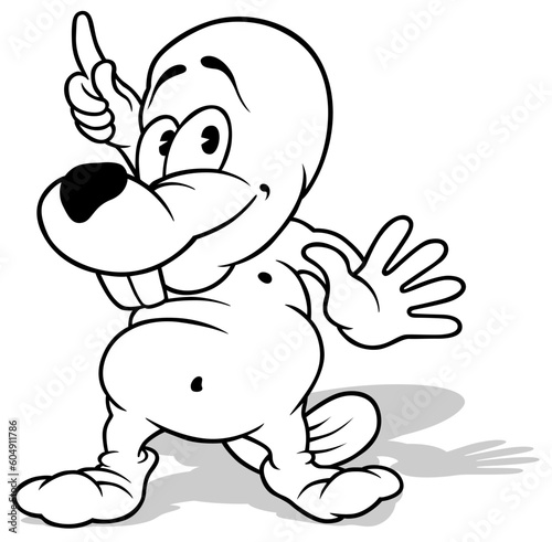 Drawing of a Beaver Pointin...