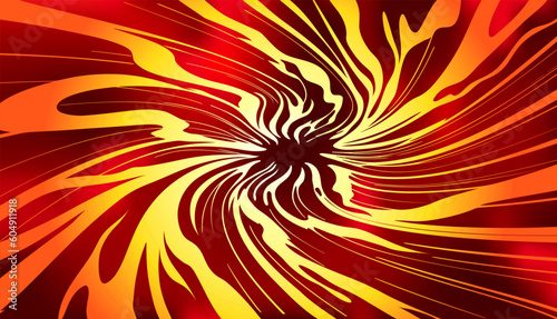 Red background with swirl of spiral energy. Spiral tunnel.