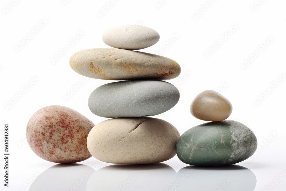 The concept of harmony, a stack of stones on a white background. Generative ai. The concept of harmony, a stack of stones on a white background. Generative ai.
