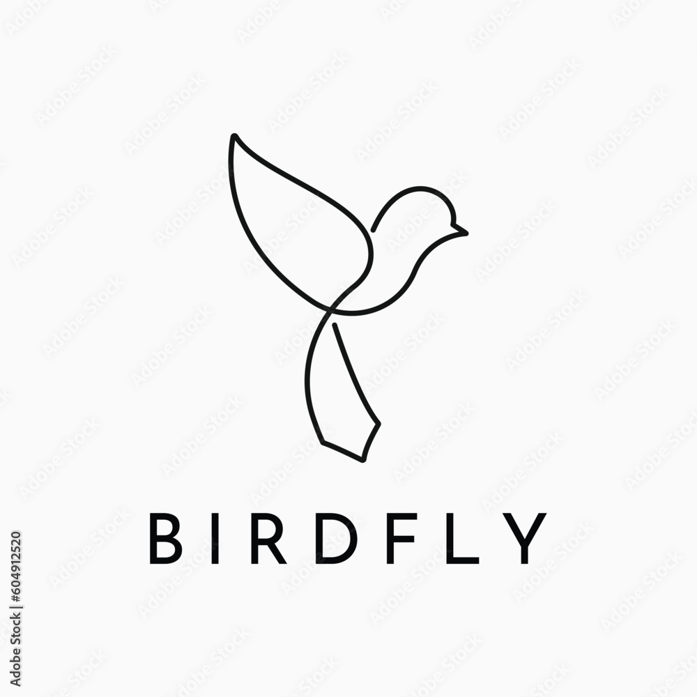 Naklejka premium Flying Bird Logo Minimal Design Template