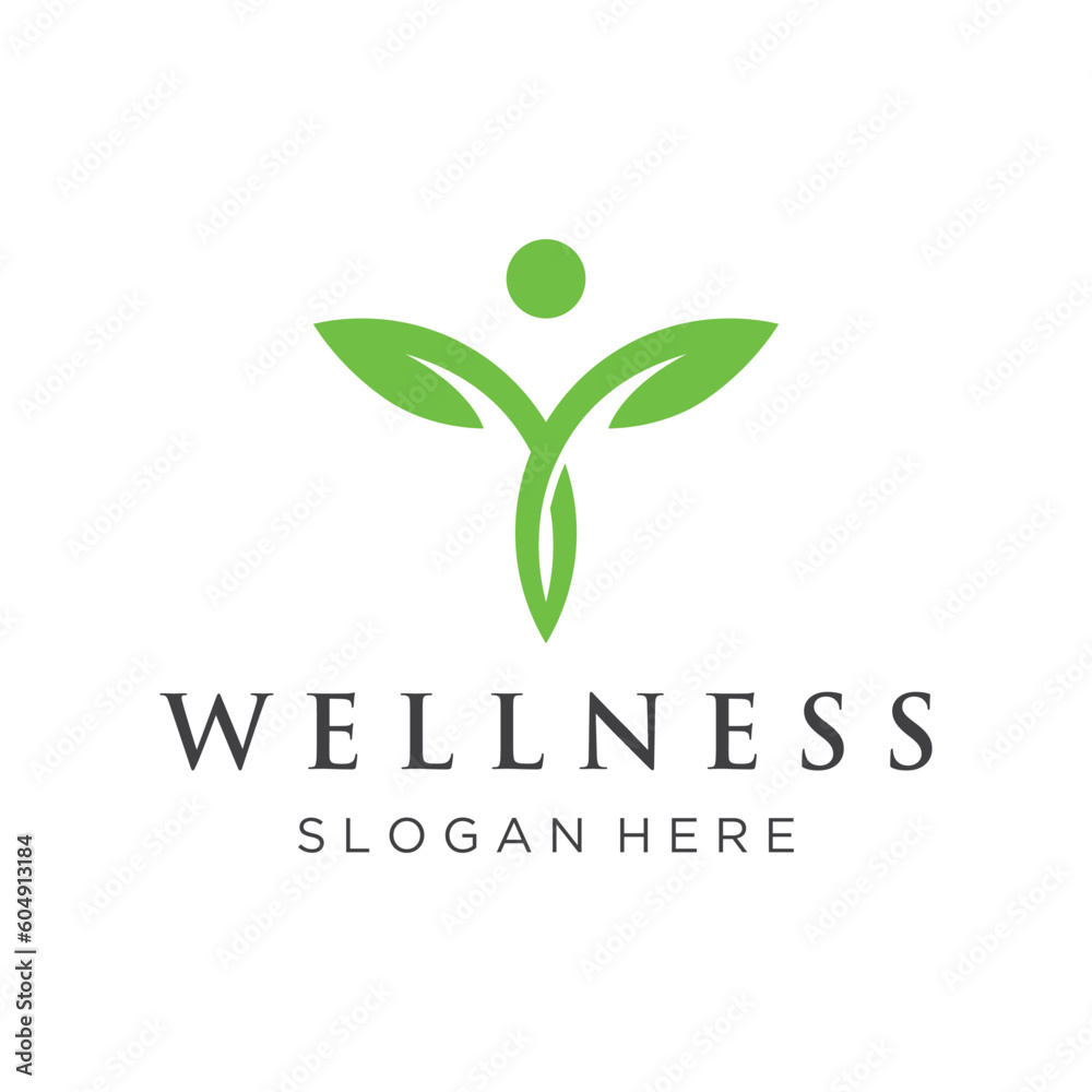 Wellness natural abstract logo template design with unique natural person and leaf concept with creative idea.Logo for business, health, meditation, relaxation. Wellness natural abstract logo template design with unique natural person and leaf concept with creative idea.Logo for business, health, meditation, relaxation.