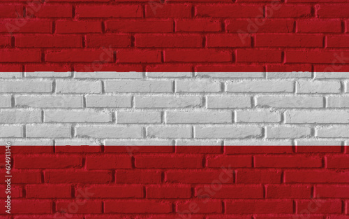 Austria country national flag painting on old brick textured wall with cracks and concrete concept 3d rendering image realistic background banner