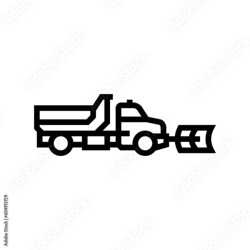 snowplow truck winter season line icon vector. snowplow truck winter season sign. isolated contour symbol black illustration
