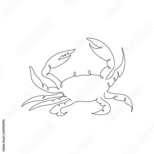 Continuous one simple single abstract line drawing of crab icon vector illustration concept