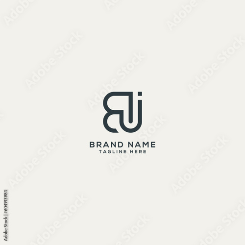 Abstract BJ JB letter logo design. Flat vector logo design template.
