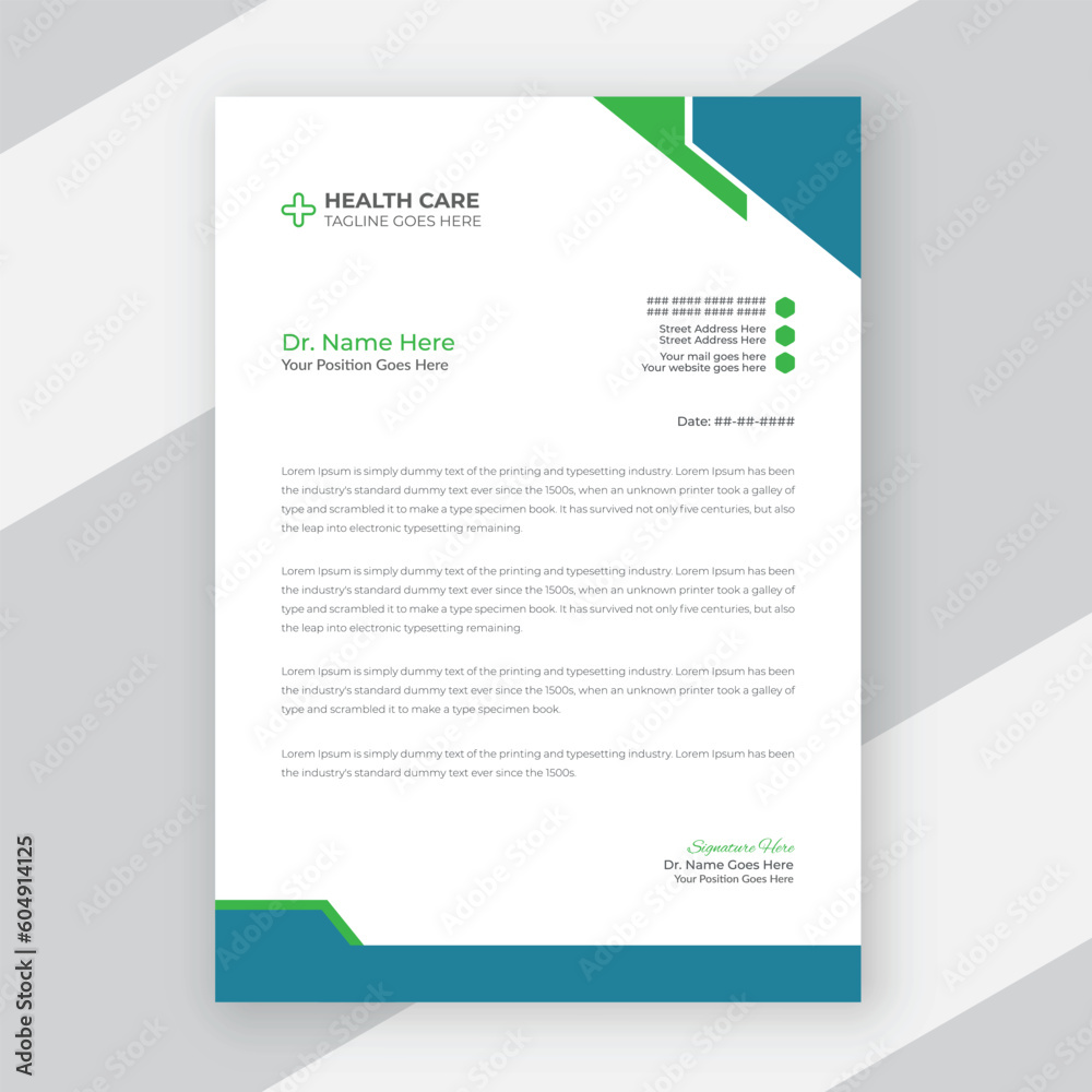 Medical healthcare doctor letterhead pad template design