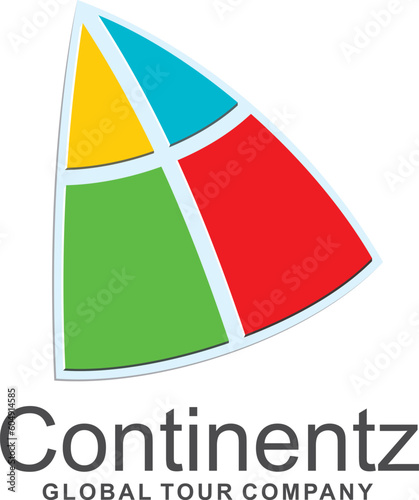 continents Showing Four geographical regions in Abstract Style Vector Logo