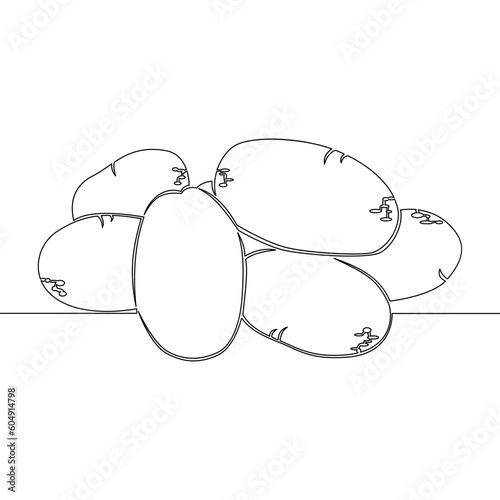 Continuous line drawing healthy organic potatoes Fresh spud root vegetable plant icon vector illustration concept