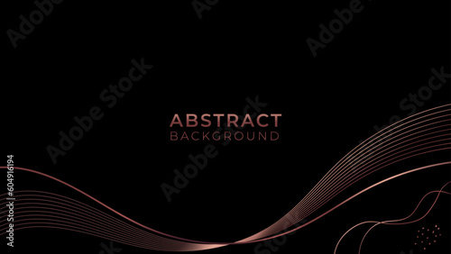 Vector abstract background, line art rose gold.
Minimal, elegance on black background .

