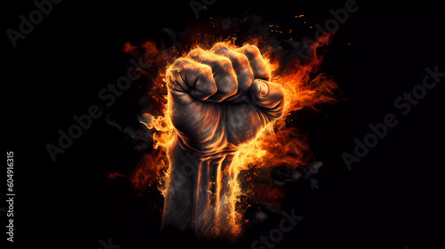 Obraz na płótnie fist surrounded by flames
w salonie