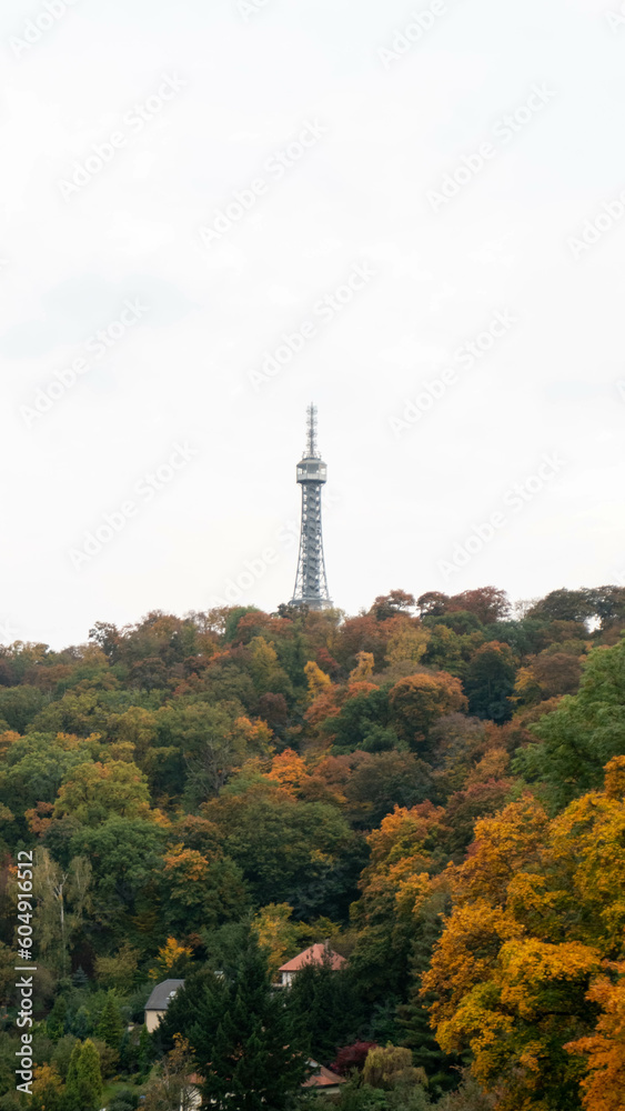 Obraz premium old Petrin tower in the city of Prague
