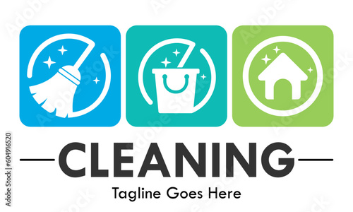 Cleaning design logo template illustration