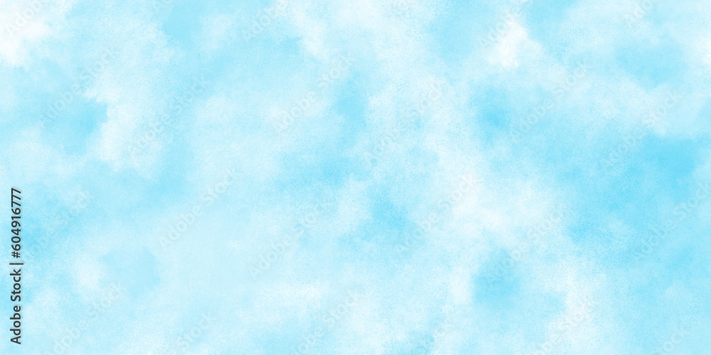 Abstract blurry defocused and grainy blue sky shades Watercolor background, creative brush painted aquarelle light sky blue background, Beautiful grunge blue background with space and for any design.