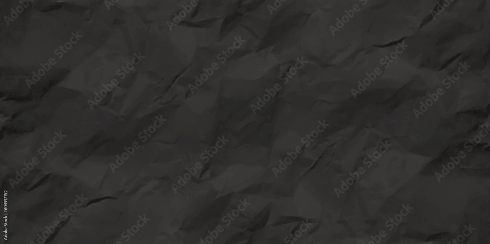 Black creased crumpled paper texture can be use as background. Ragged ...