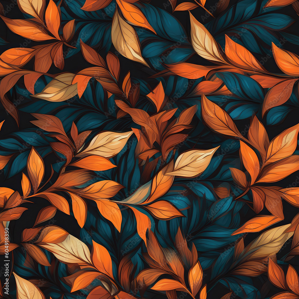 Autumn fallen leaves seamless pattern [Generative AI]