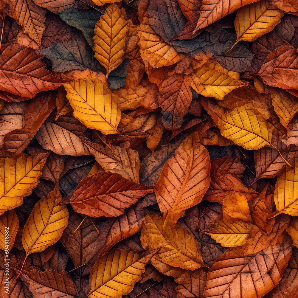 Autumn fallen leaves seamless pattern [Generative AI]