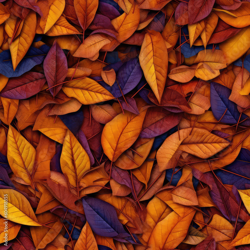Autumn fallen leaves seamless pattern  Generative AI 