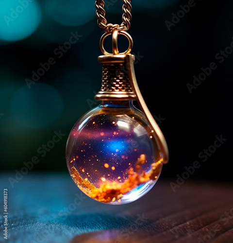 Galaxy in a Bottle Necklace 