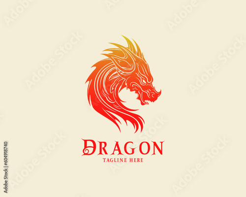 Dragon logo with simple gradient red color  vector eps file
